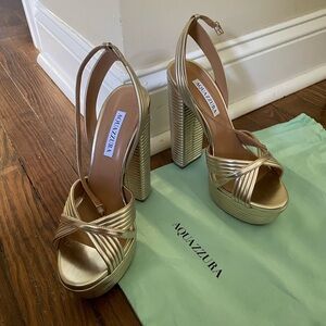 Aquazzura Metallic Sundance Sandals, Gold
